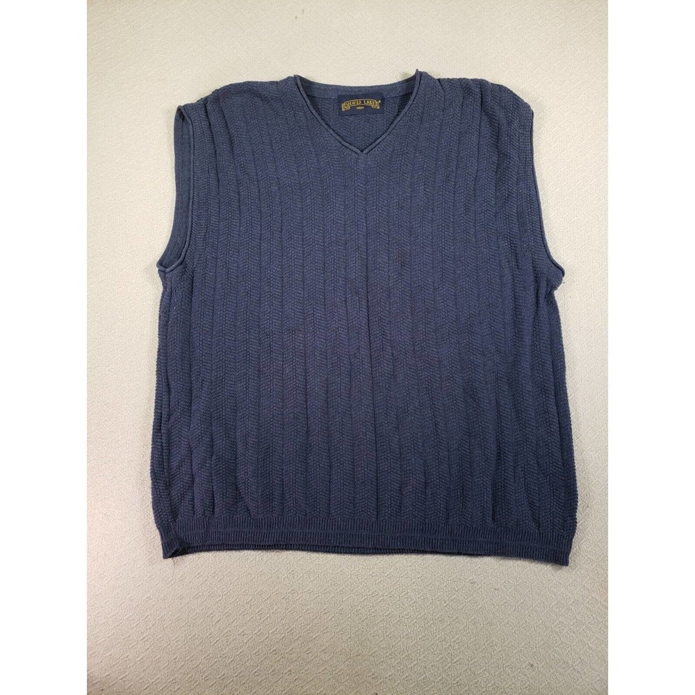 Shaver Lake Sweater Mens XL Blue Knit Sleeveless V-Neck Pullover Casual Wear